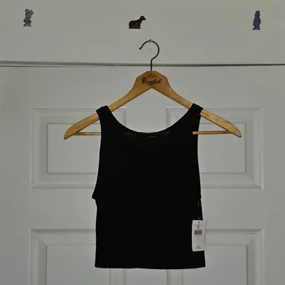 Buckle Black Sleeveless Tank Top With Mesh Window M - Picture 2 of 4